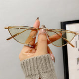 Chic Metal Cat-Eye Sunglasses - Clear Ocean Lens, UV400 Protection