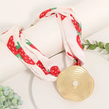 Statement Vintage Strawberry Floral Scarf Necklace with Geometry Pendant for Women Girl Wedding Party Jewelry
