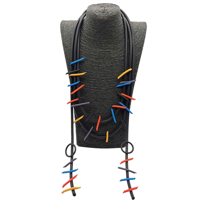 Retro Multi-Layered Vivid Line Necklace | Statement Chic