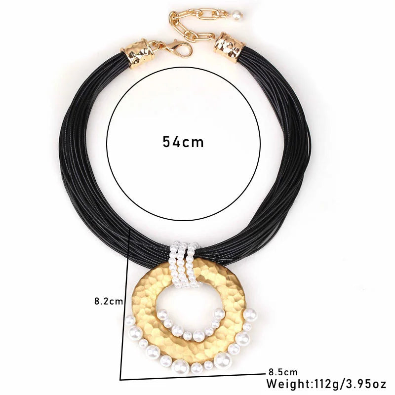 Statement Vintage Necklace with Geometric Pendant for Women Trendy Wedding Party Jewelry