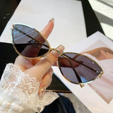 RELEN Chic Metal Cat Eye Sunglasses - Vintage Small Frame Design