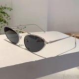 Chic Cat-Eye Metal Sunglasses - Triangle Decor & UV400 Protection