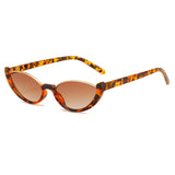 Chic Small Cat Eye Sunglasses: Leopard & Black Half-Frame UV400