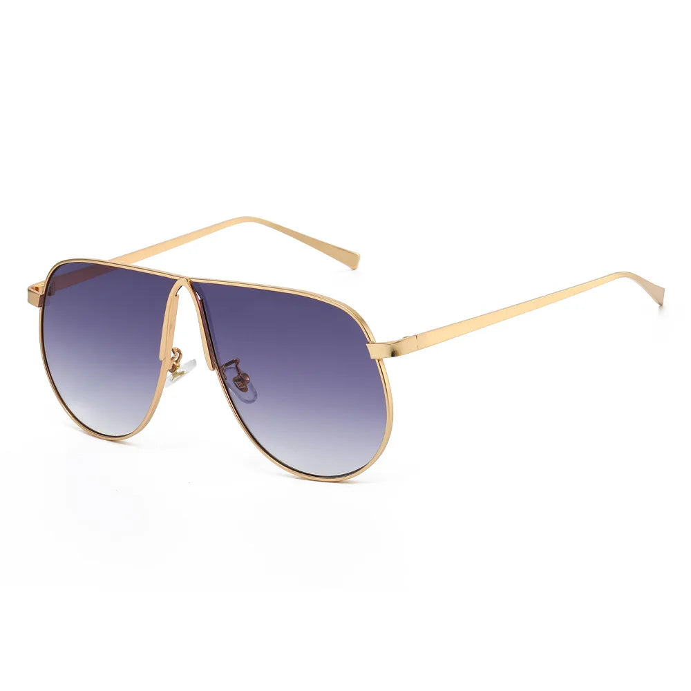 Chic Oversized Champagne Gradient Oval Sunglasses for Women