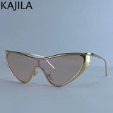 Luxury Cat Eye Shield Sunglasses - Vintage Punk Metal Frame Shades for Women