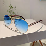 Oversize Pilot Aviator Sunglasses - Luxury Metal Shades for Women