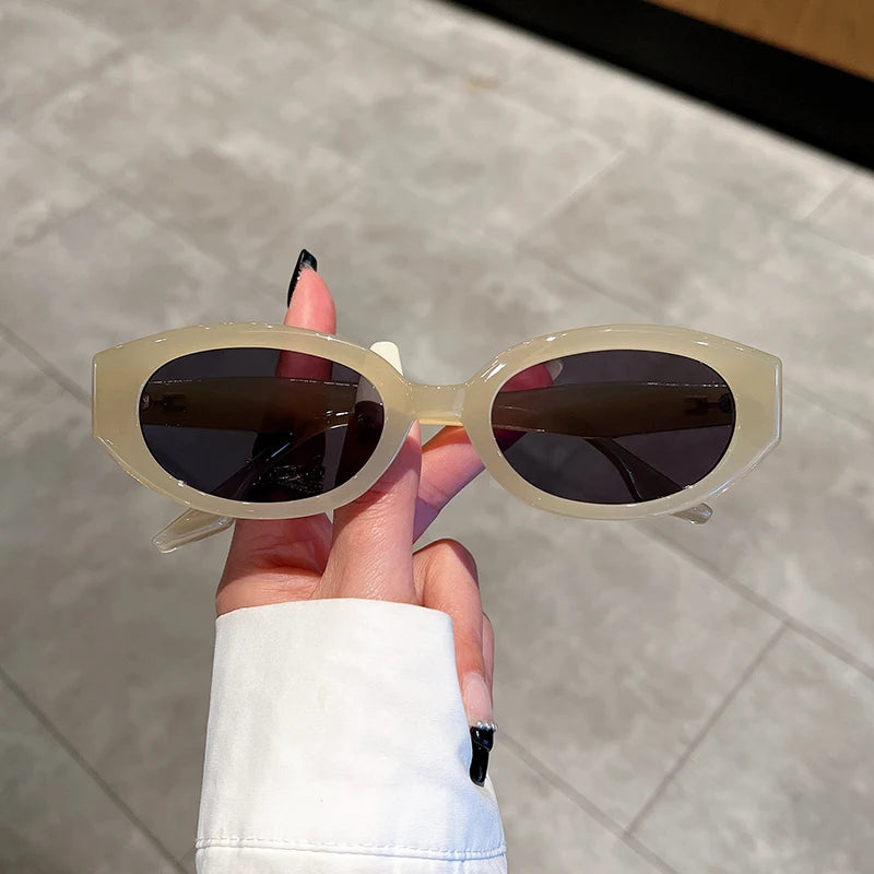 KAMMPT "Leopard Luxe" Vintage Oval Sunglasses - UV400 Designer Travel Shades