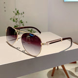 Oversize Pilot Aviator Sunglasses - Luxury Metal Shades for Women