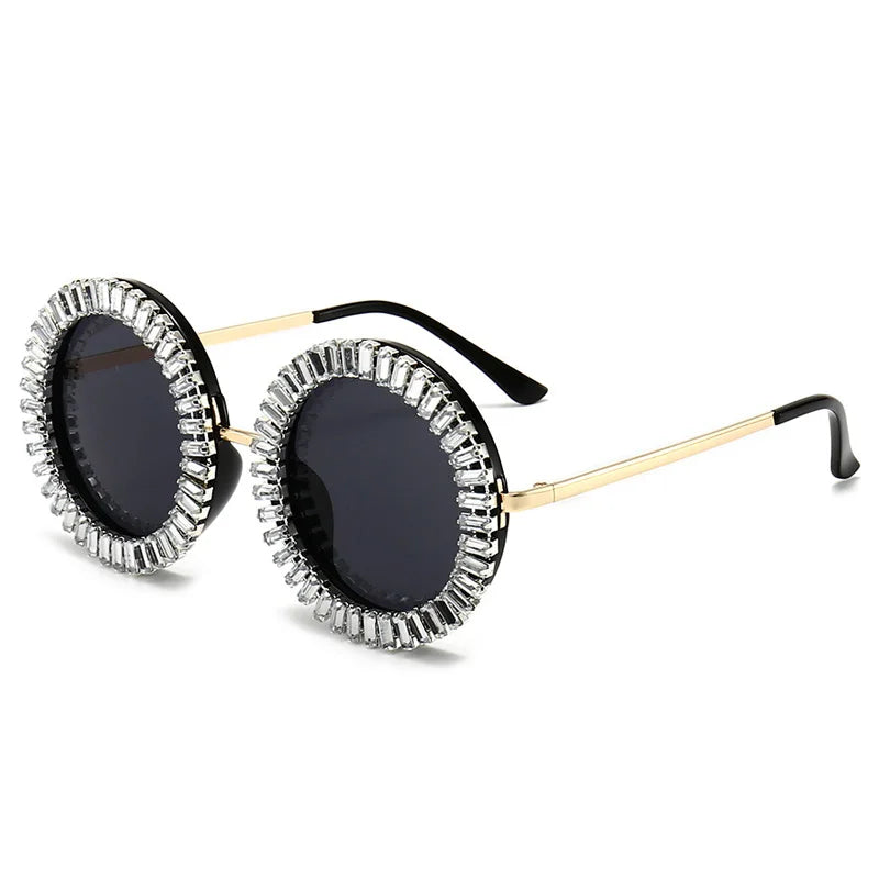 Chic Rhinestone Round Sunglasses | Punk UV400 Shades for Women & Men