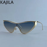 Luxury Cat Eye Shield Sunglasses - Vintage Punk Metal Frame Shades for Women