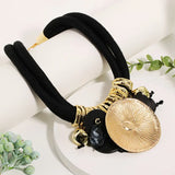 Statement Beaded Necklace with Round Pendant for Woman Girl Wedding Party Jewelry