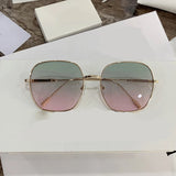 Retro Square Pink Mirror Sunglasses - UV400 Metal Frame Shades