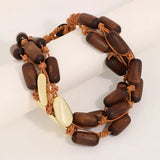 Wood & Gold Bead Necklace