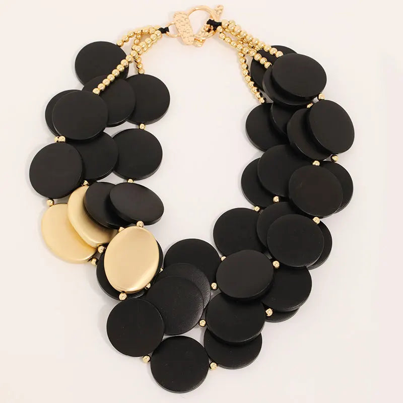 Fashion Statement Necklace Wood Beads Handmade for Women Girl Trendy Party Jewelry