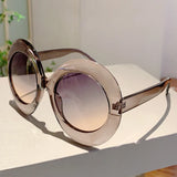 KAMMPT Oversized Vintage Gradient Round Sunglasses - UV400 Black