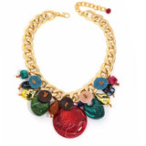 Statement Colorful Resin and Gold Chain Necklace for Women Girl Trendy Party Jewelry