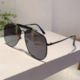 KAMMPT Oversized Pilot Sunglasses: Luxury Black Metal Aviator Shades