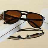 Luxury Pilot Double Bridge Sunglasses for Men - Retro Oversized Frames