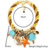 Statement Boho Necklace with Starfish&Frog Design for Women Trendy Wedding Party Jewelry