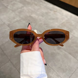 KAMMPT "Leopard Luxe" Vintage Oval Sunglasses - UV400 Designer Travel Shades