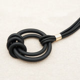 Black Rubber Tassel Pendant Necklace - Statement Jewelry