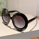 KAMMPT Oversized Vintage Gradient Round Sunglasses - UV400 Black