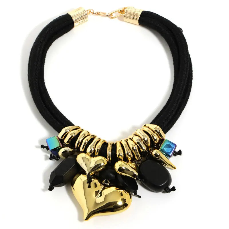 Golden Heart Statement Necklace