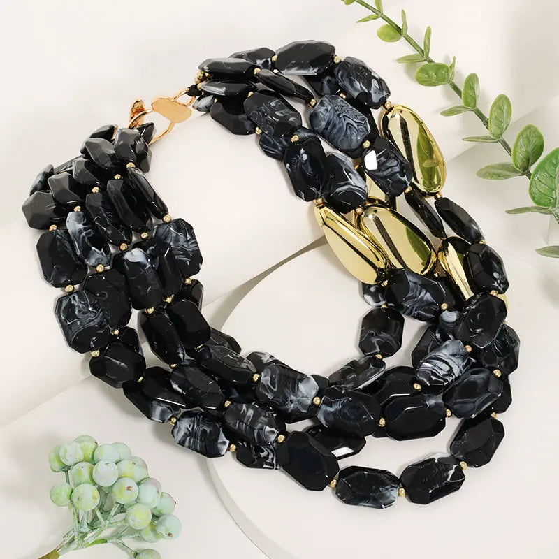 Luxury Retro Multi-Layer Beaded Necklace - Vintage Chic Statement Jewelry