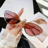 RELEN Chic Metal Cat Eye Sunglasses - Vintage Small Frame Design