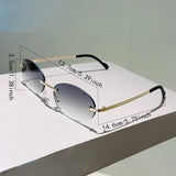 Rimless Oval Gradient Sunglasses - Chic Vintage Style for Her
