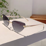 Rimless Triangle Pink Gradient Sunglasses – Retro Luxury Shades