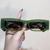 Y2K Leopard Temple Square Sunglasses - Retro Chic for Women