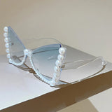 KAMMPT Pearl Butterfly Oversized Sunglasses - Gradient UV400 Shades
