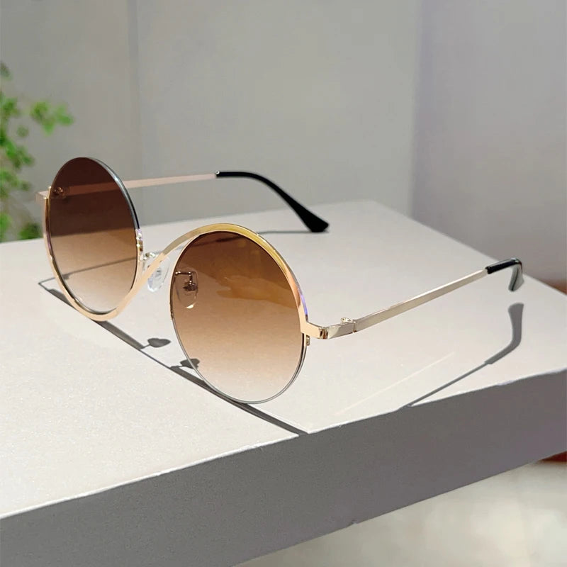 Chic Oversized Round Gradient Sunglasses | UV400 Beach Vacation Shades