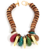 Boho Chic Handmade Wooden Bead Statement Necklace
