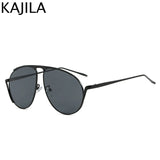 Oversized Pilot Mask Sunglasses - Luxury Punk Metal Frame Shades for Women