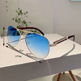 Oversize Pilot Aviator Sunglasses - Luxury Metal Shades for Women