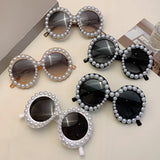 KAMMPT Pearl-Embellished Retro Round Sunglasses - Chic UV400 Shades