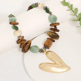Statement Beaded Necklace with Big Heart Pendant for Women Girl Beach Party Jewelry