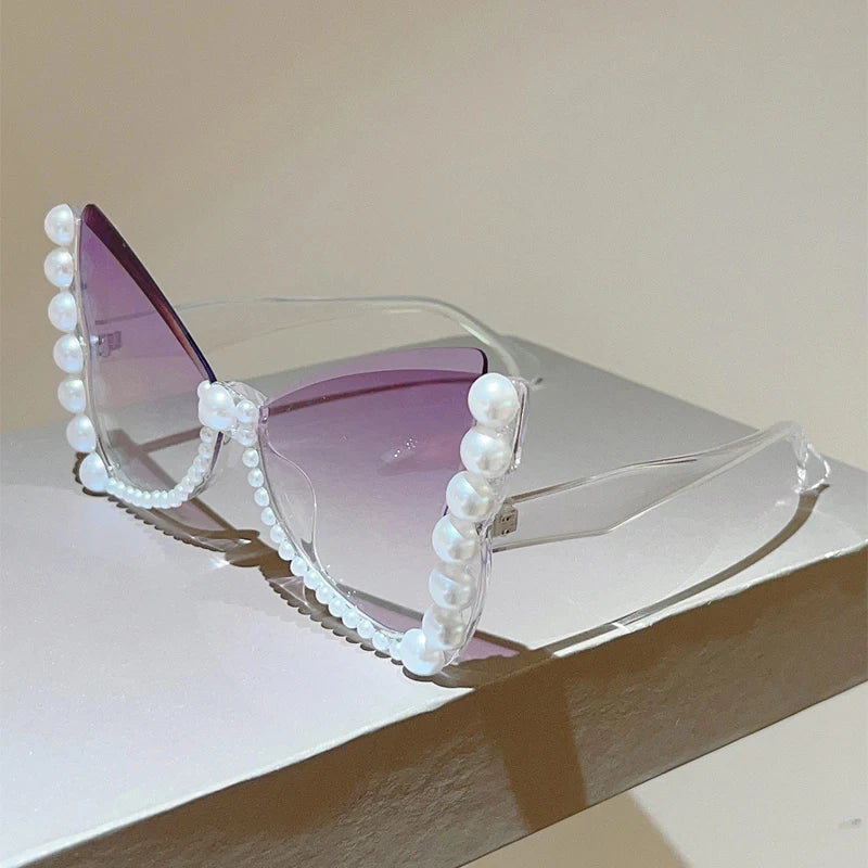 KAMMPT Pearl Butterfly Oversized Sunglasses - Gradient UV400 Shades