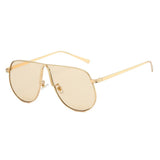 Chic Oversized Champagne Gradient Oval Sunglasses for Women