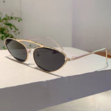 Chic Cat-Eye Metal Sunglasses - Triangle Decor & UV400 Protection