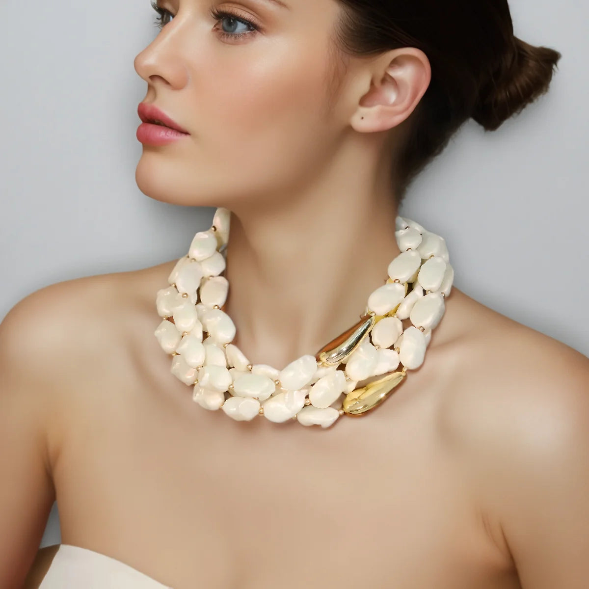 Statement Faux Necklace Multi-layer design for Women Girl Vintage Wedding Party Jewelry