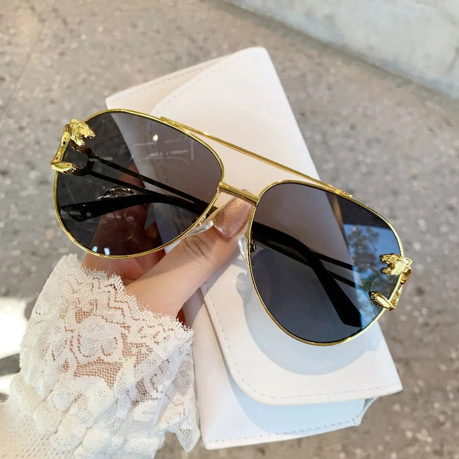 RELEN Double Bridge Aviator Sunglasses: Colorful Lenses, Leopard Temples