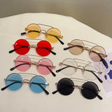 KAMMPT Vintage Rimless Round Sunglasses - UV400 Double Bridge Design