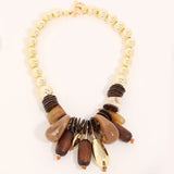 Handmade Wooden Bead Statement Necklace