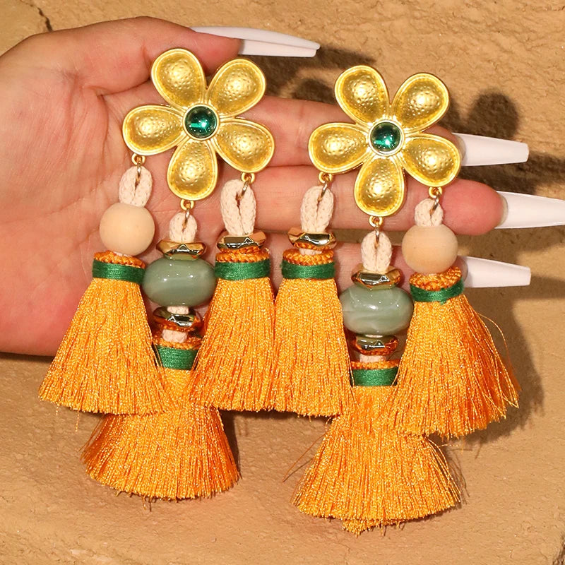 Hot Pink Tassel Drop Earrings – Handmade Boho Statement Jewelry