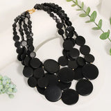 Handmade Wooden Bead Statement Necklace – Vintage Party Jewelry