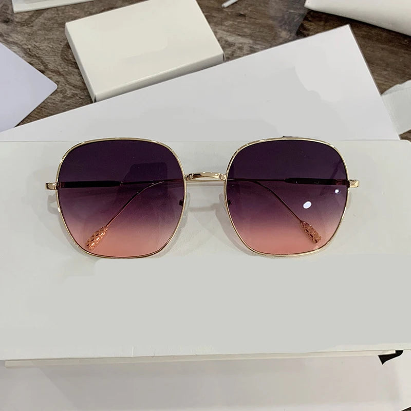Retro Square Pink Mirror Sunglasses - UV400 Metal Frame Shades