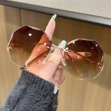 Chic Polygonal Metal Sunglasses - Luxury Gradient Titanium Frames